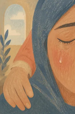 Comforting Tear in Soft Window Light