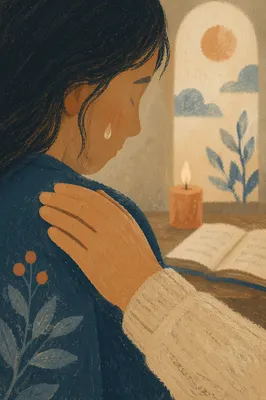 Tender Tear and Comforting Hand Close-Up