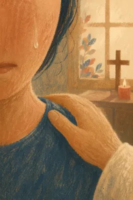 Comforting Hand Beside a Tearful Cheek