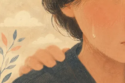 Tear on Cheek with Gentle Comfort