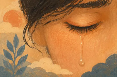 Tear on Cheek in Warm Comfort