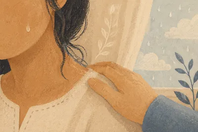 Gentle Comfort Through a Tear Close-Up