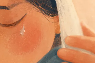 Tear on Cheek with Gentle Comfort