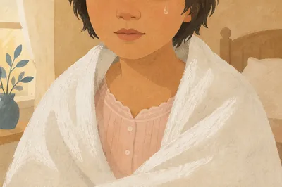 Tearful Close-Up with Gentle Morning Comfort