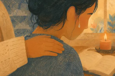 Tearful Comfort in Warm Living Room