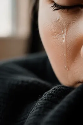 Tender Tear on Cheek Close Up
