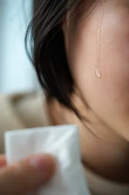 Single Tear on Cheek with Gentle Comfort