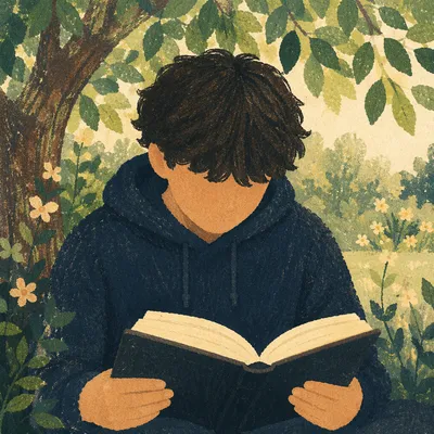 Teenager Reading Bible Beneath Tree Shade