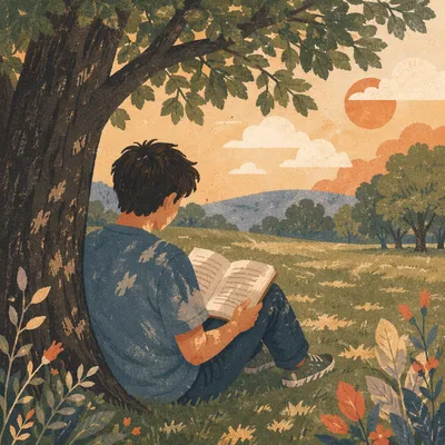 Teen Reading Bible Beneath Shaded Tree