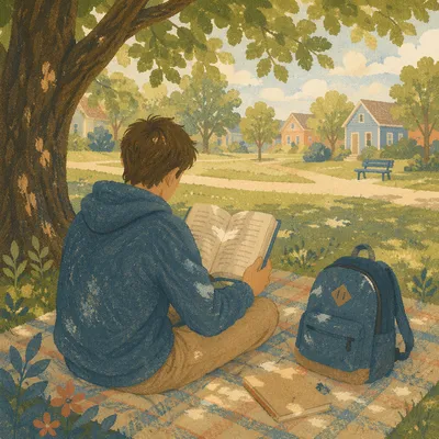 Teen Reading Bible Beneath Tree Shade