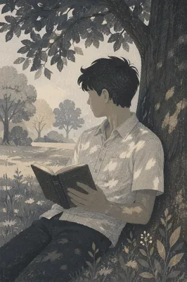 Teen Reading Bible Beneath Tree Shade