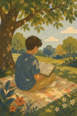 Teen Reading Bible Beneath Shaded Tree
