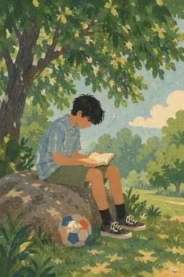 Teen Reading Bible in Shaded Park