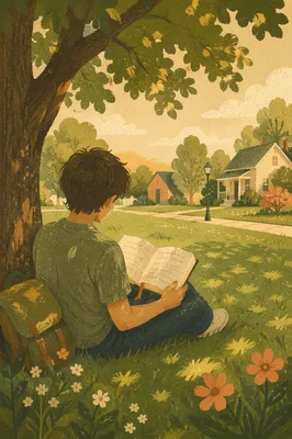 Teenager Reading Bible Beneath Tree Shade