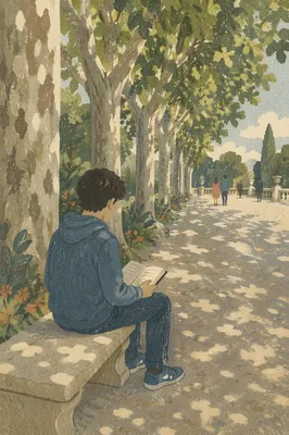 Teen Reading Bible Beneath Shaded Plane Trees