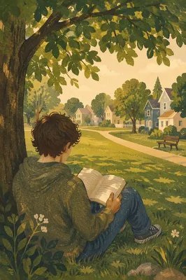 Teen Reading Bible Beneath Shaded Tree