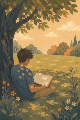 Teen Reading Bible Beneath Tree Shade