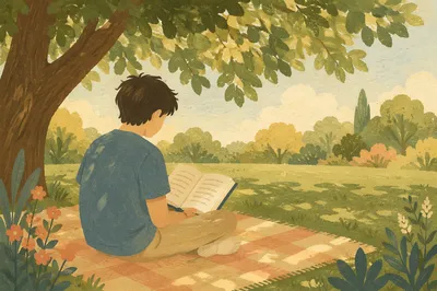 Teen Reading Bible Beneath Shaded Tree
