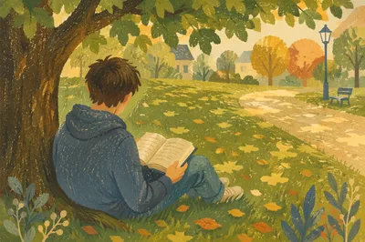 Teen Reading Bible Beneath Shaded Tree