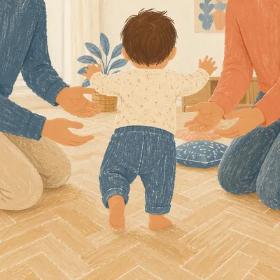 Toddler First Steps with Parents at Home