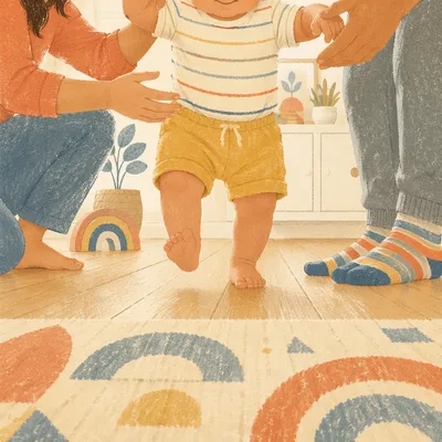 Toddler First Steps with Parents at Home