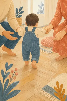 Toddler First Steps with Parents at Home