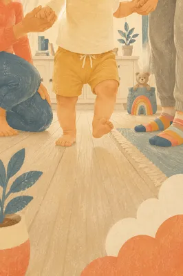 Toddler First Steps with Parents at Home
