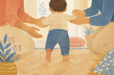 Toddler First Steps with Parents at Home