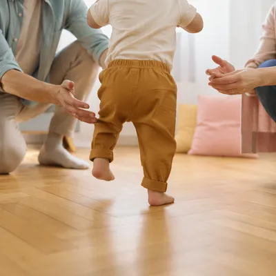 Toddler First Steps with Parents at Home