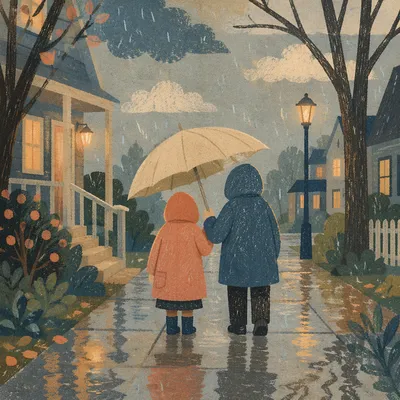 Kindness Under One Umbrella in Rain