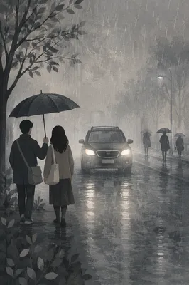Kindness Under One Umbrella in Rain