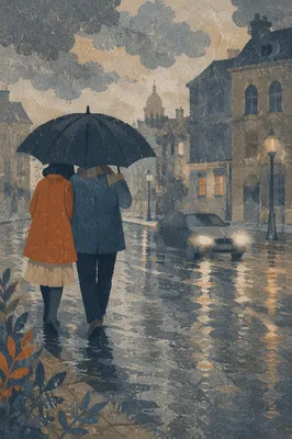 Kindness Under One Umbrella in Rain