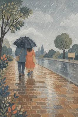 Kindness Under One Umbrella in Rain