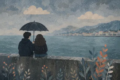 Kindness Under One Umbrella by the Bay