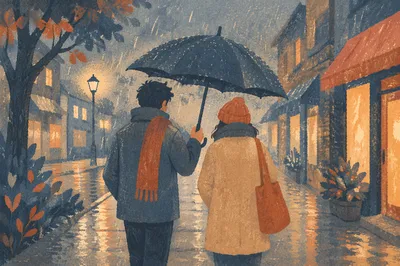 Kindness in Rain Under One Umbrella