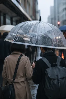 Sharing an Umbrella in Rainy City Kindness