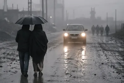 Kindness Shared Under Rainy Umbrella