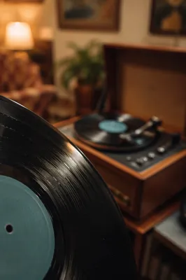 Warm Retro Turntable With Glossy Vinyl