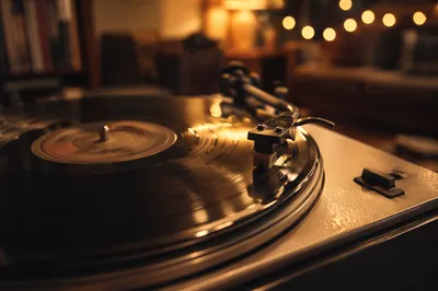 Retro Turntable in Warm Evening Light