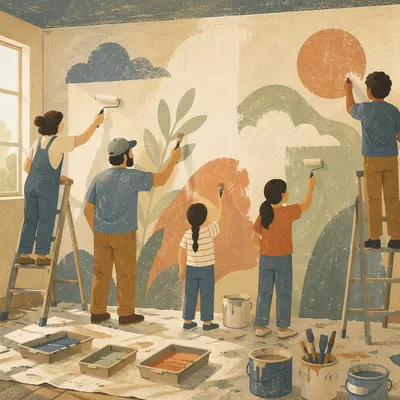 Faith Volunteers Painting a Community Wall