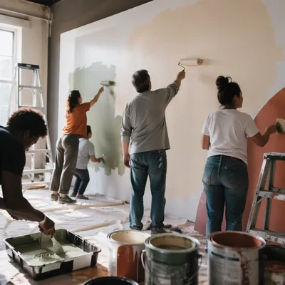 Faith Volunteers Painting a Community Wall