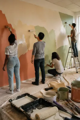 Faith Volunteers Painting Community Wall Together