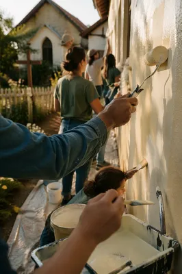 Volunteers Painting Chapel Community Wall