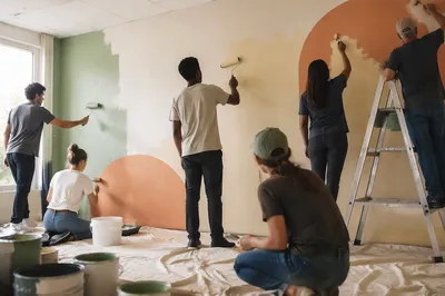 Faith Volunteers Painting a Community Wall