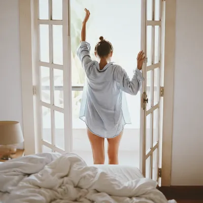 Morning Stretch by Sunlit French Doors