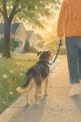 Quiet Morning Dog Walk in Neighborhood