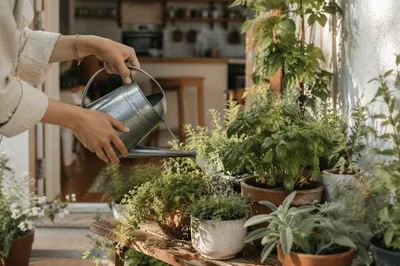 Morning Watering in Cozy Home Garden