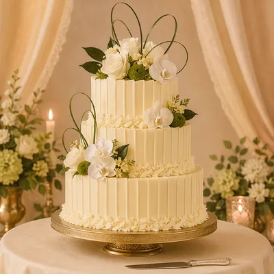 Elegant Three Tier Wedding Cake Display