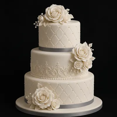 Elegant Three-Tier White Wedding Cake