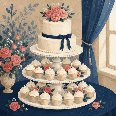 Elegant White Wedding Cake Dessert Display